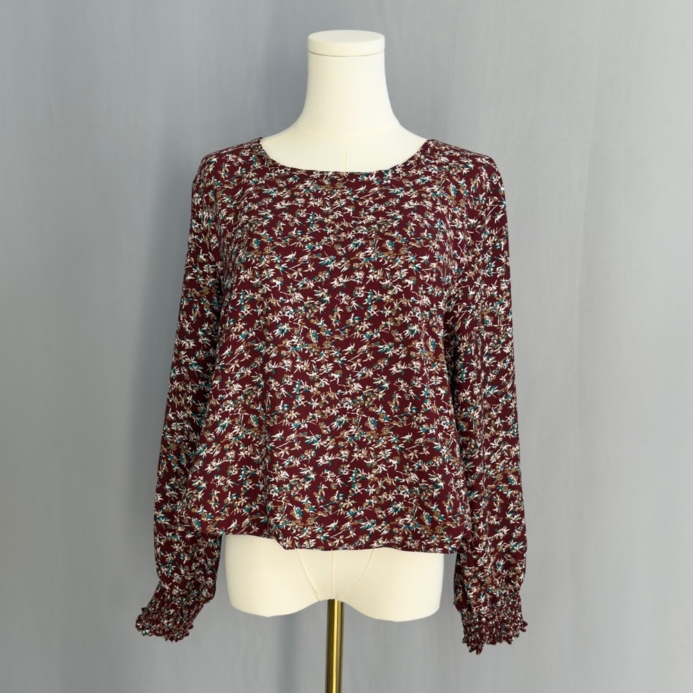 Allison Joy Burgundy Floral Blouse